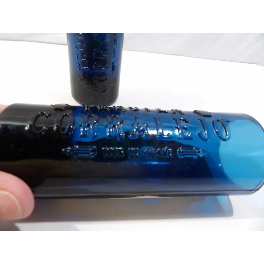 Reposado Tequila Corralejo cobalt blue shot glass set, 2 pcs, tall shooter glass